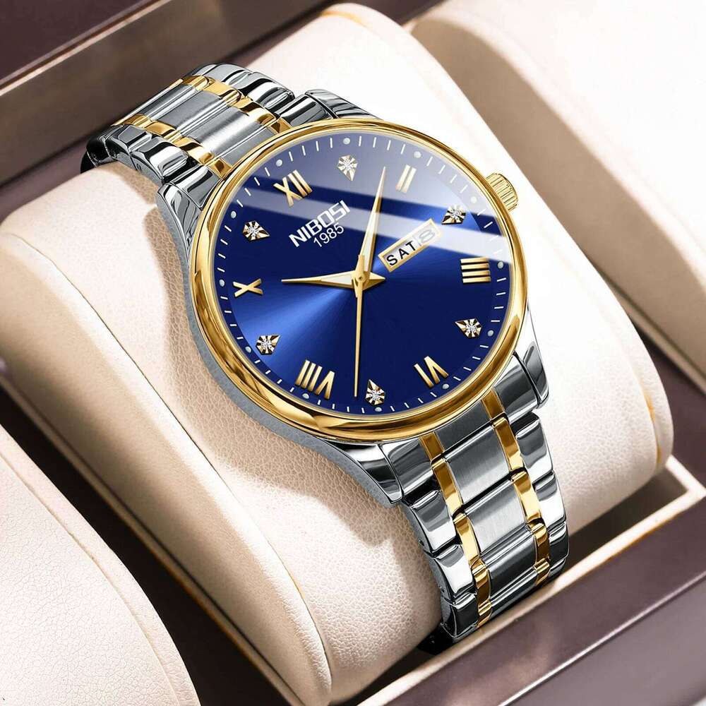 NIBOSI Quartz Watches for Men Top Brand Luxury Week Day Men's Watch Business Waterproof Stainless Steel Sports Wristwatch Reloj
