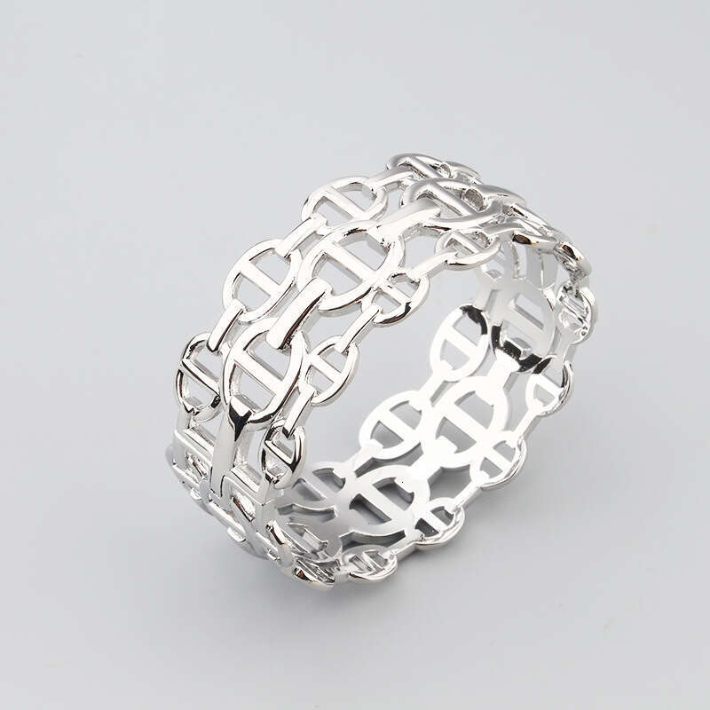 Women Jewelry Ring Band Rings European American Trendy Three-Layer Hollow Pig Nose Couple Bracelet Ring