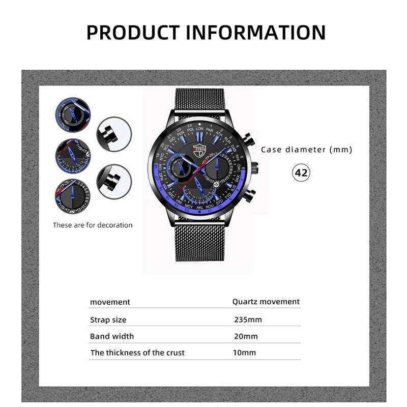 Stainless Steel Mesh Strap Christmas Gift Man Quartz Handcuffs Analog Watches Men Gifts for Dad Black Friday Watch