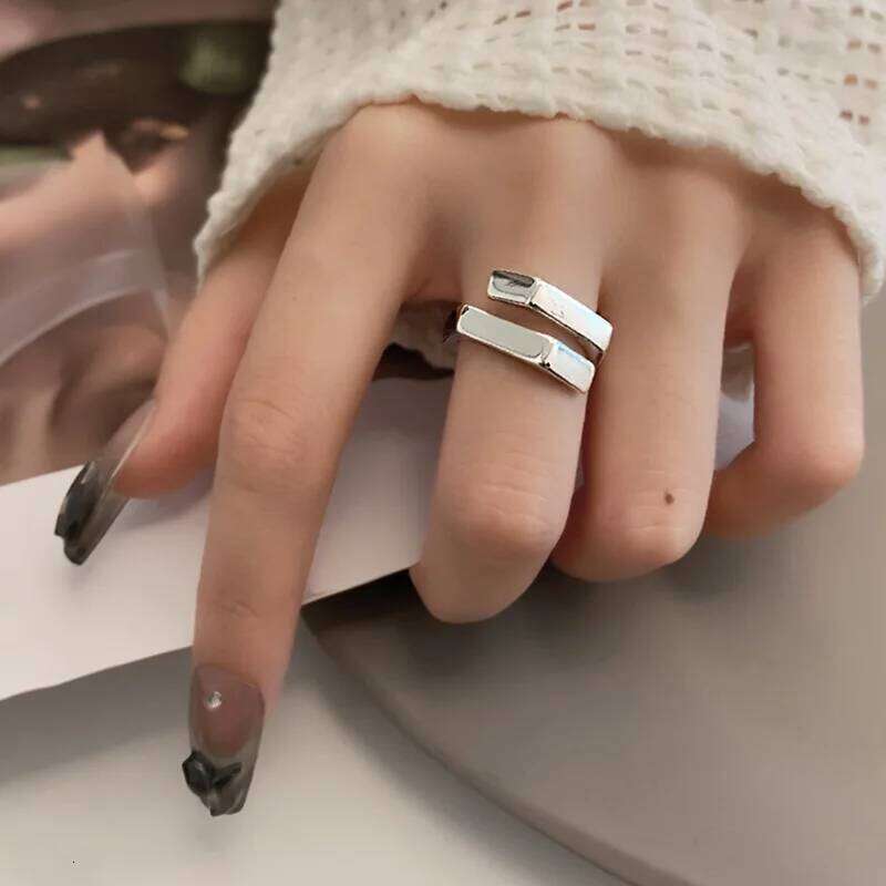925 Sterling Silver Simple Geometry Adjustable Rings For Women Stackable Designer Jewelry Accessories Prevent Allergy H260312