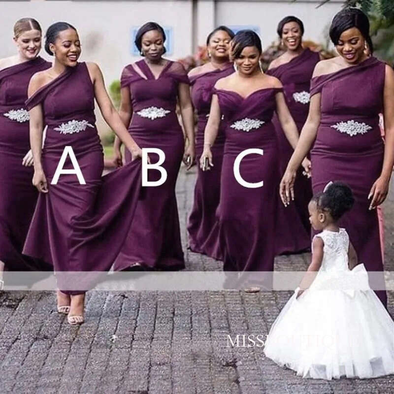 Sexy Bridesmaid Dresses Off Shoulder Purple Grape Floor Length Wedding Guest Junior Maid Of Honor Dress Elastic Silk Like Satin Party Gowns Mermaid Be