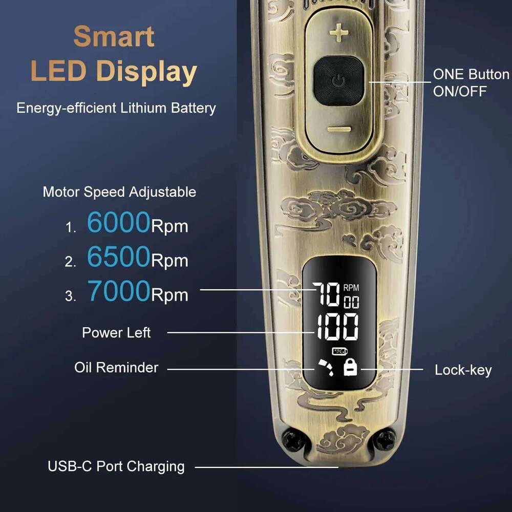 Hatteker Hair Trimmer Adjustable Facial & Body Man's Professional Electric Haircut Machine Rechargeable for Barber Shop C260312