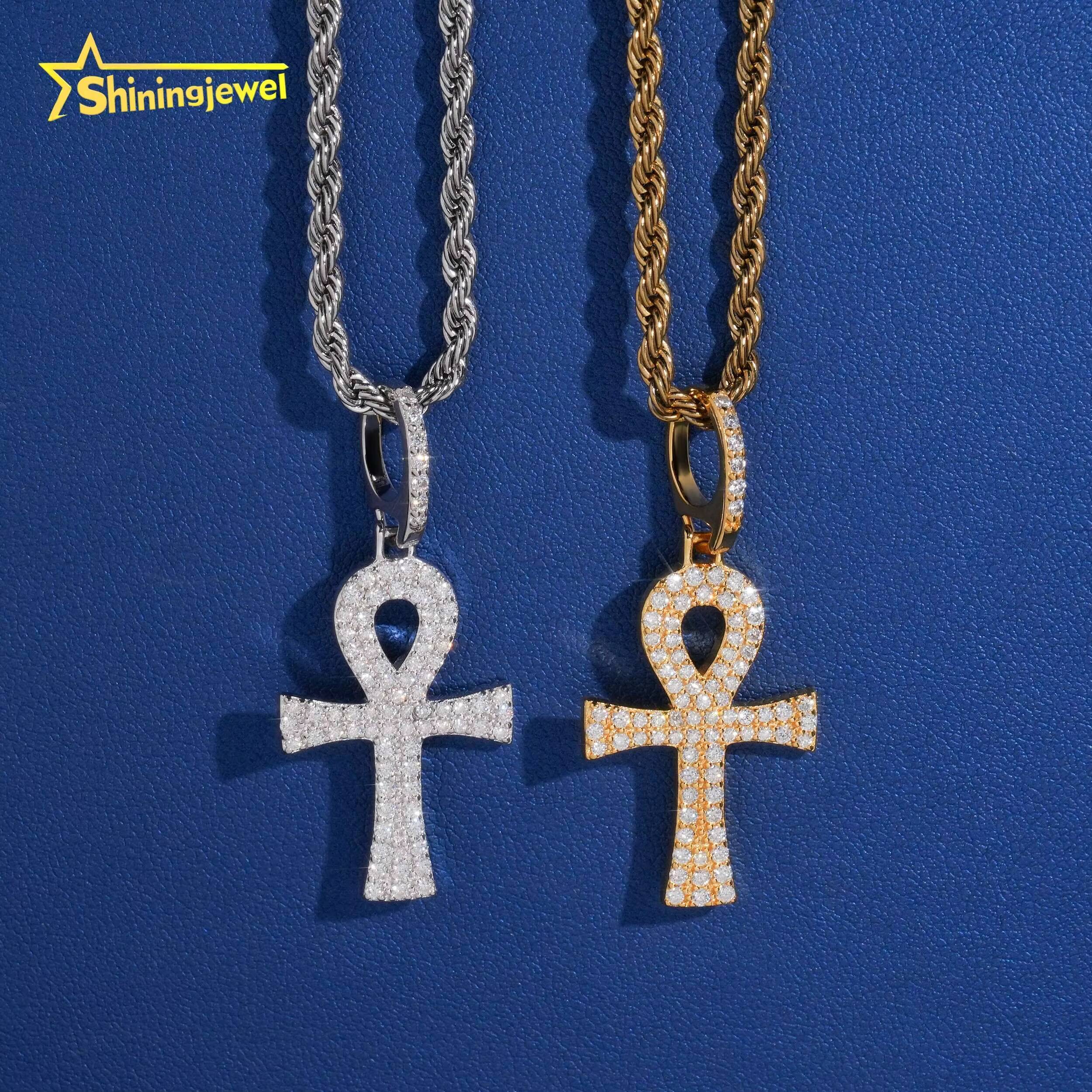 GRA Iced Out VVS Moissanite Corss Pendant Men Hip Hop Jewelry 925 Sterling Silver Fashion Pendants Charms for Necklace