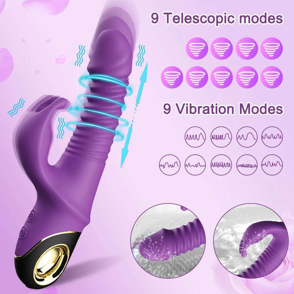 2022 Rabbit Thrusting Vibrator Automatic Telescopic G-Spot Clitoris Stimulator Female Masturbation Sex Toys For Women Adults Z260312
