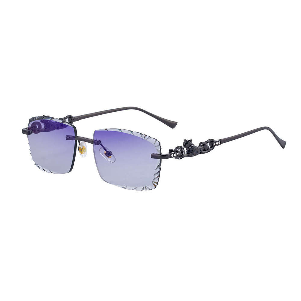 2026 New European And American Fashion Square Frameless Men Leopard Trend Diamond Cut Edge With Rhinestones Sunglasses For Women Cross-Border