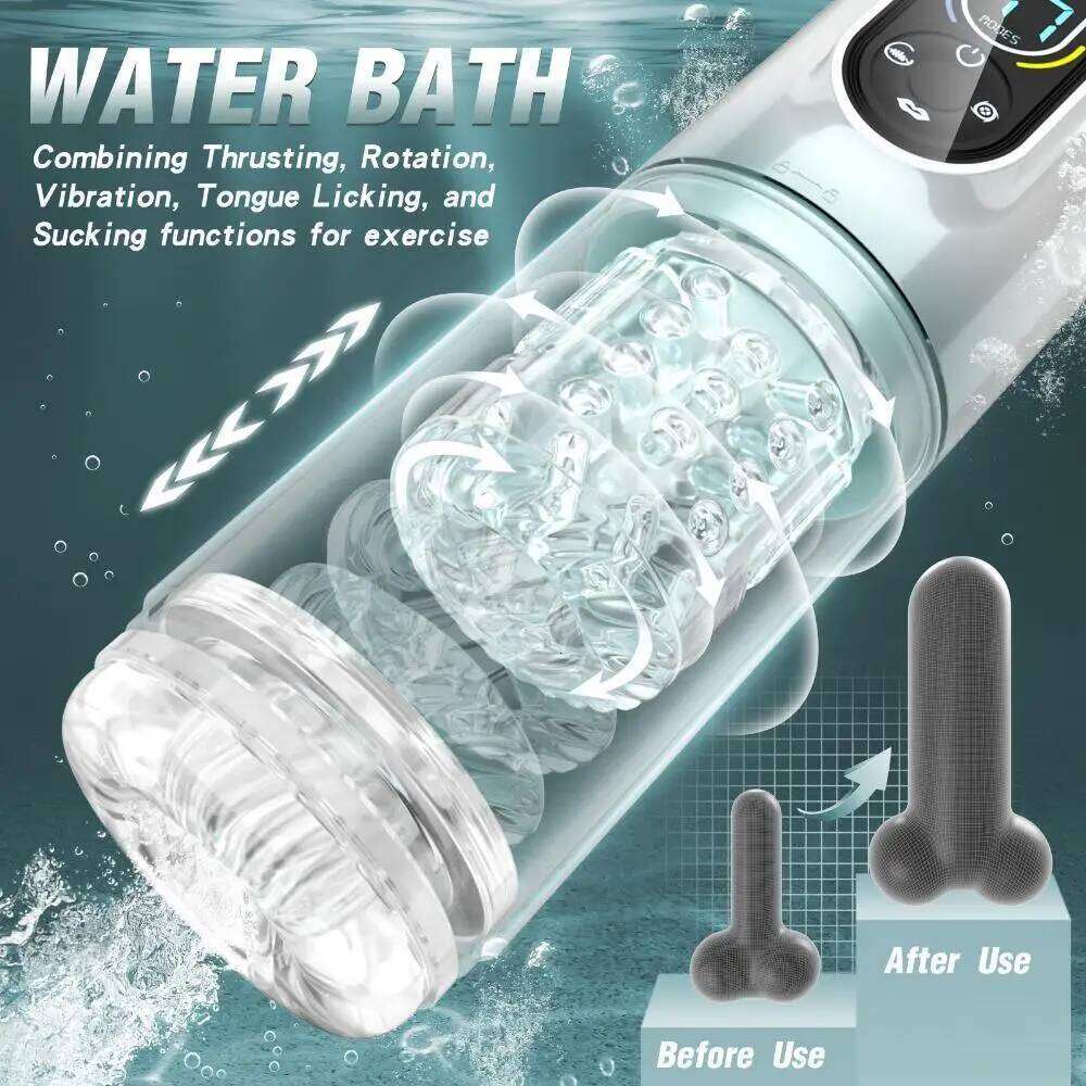 Automatic Masturbator, Male Enlargement Trainer, Rechargeable LED Display Penis Pump,Hands-Free Adult Sex Toy Z260312