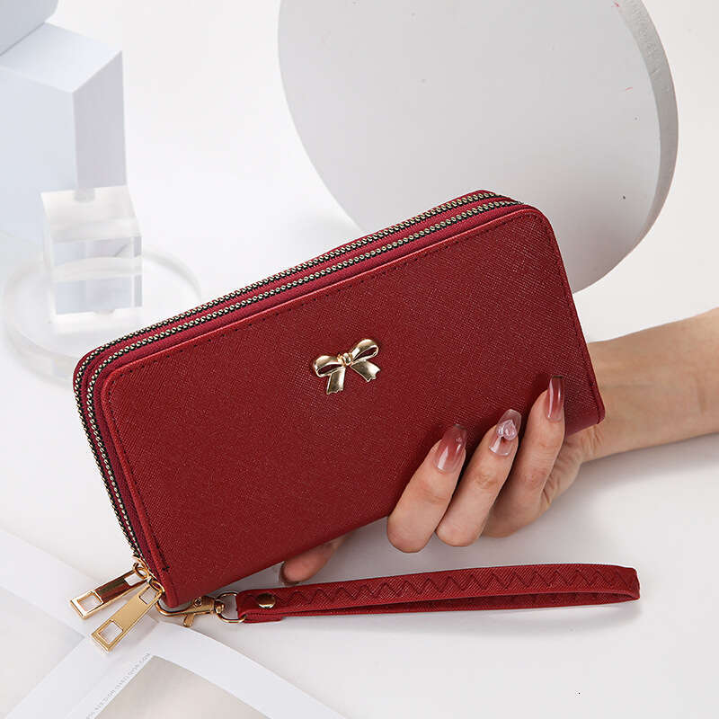 Luxury fashion wallet Popular In Foreign Trade Women S Manufacturer Wholesale New Bow Double Zipper Wallet Fashion Mobile Phone Bag