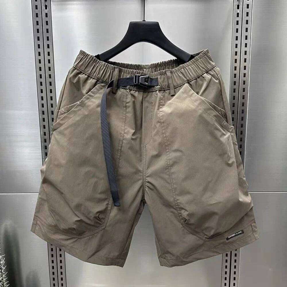 Men's Large Pocket Waistband Work Shorts Summer Thin New Loose Straight Half Middle Pants