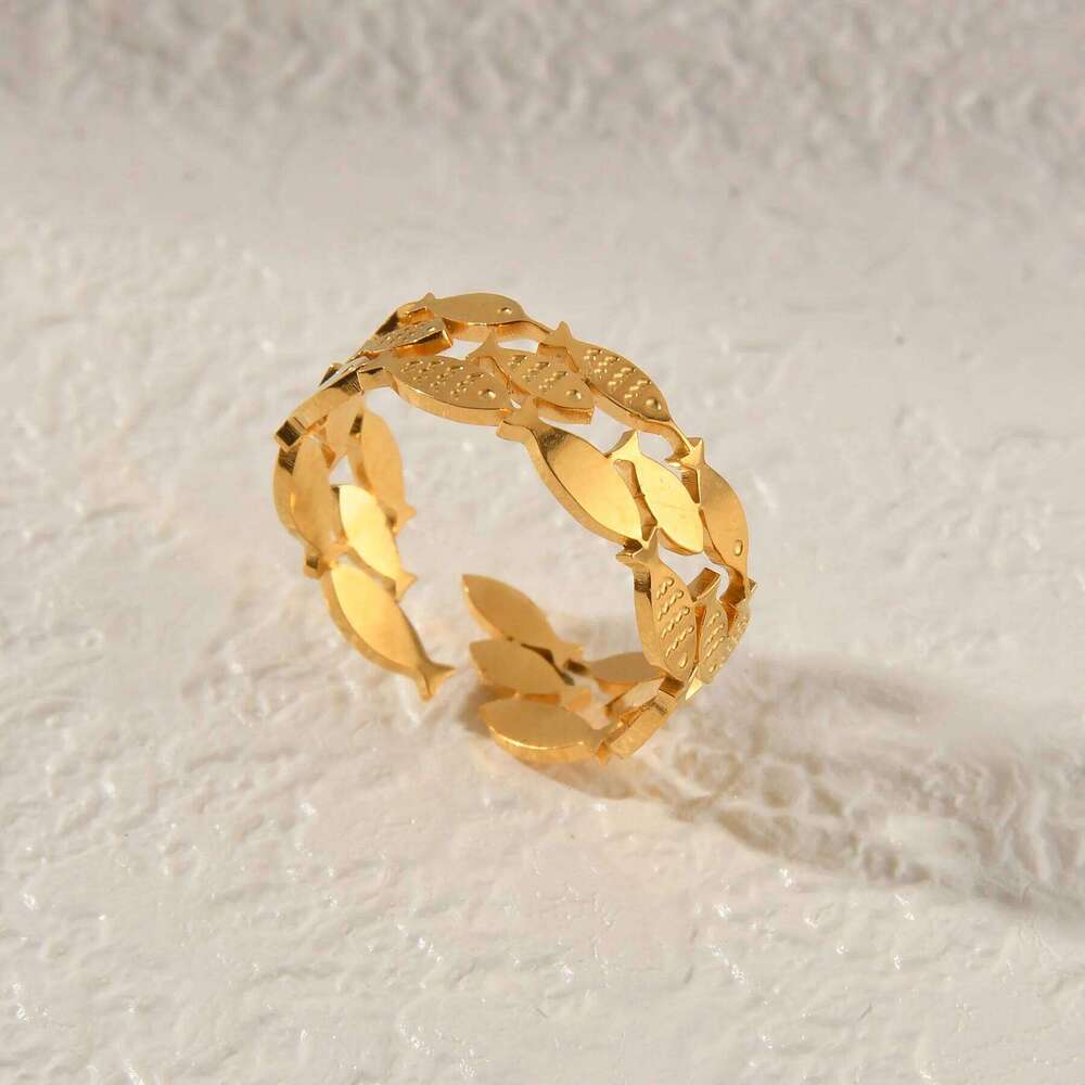 18K Gold Color Stainless Steel Smooth Fish Octopus Ring For Women Trendy Personal Wedding Couple Metal Open Rings Jeweliry Gifts H260312