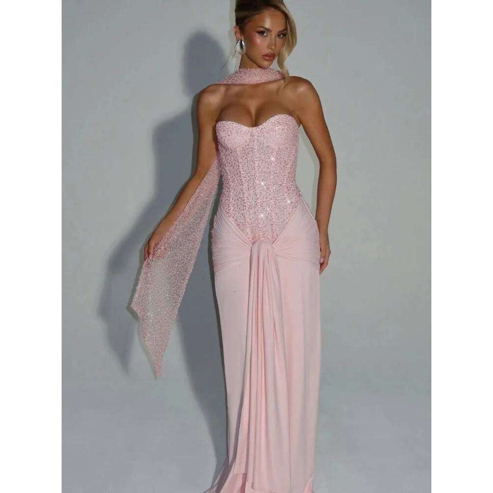 2026 New Strapless Bodycon Dress Ruched Details Zipper Closure Sexy Evening Gown Slim Fitting Spring Summer Formal Wear C260311
