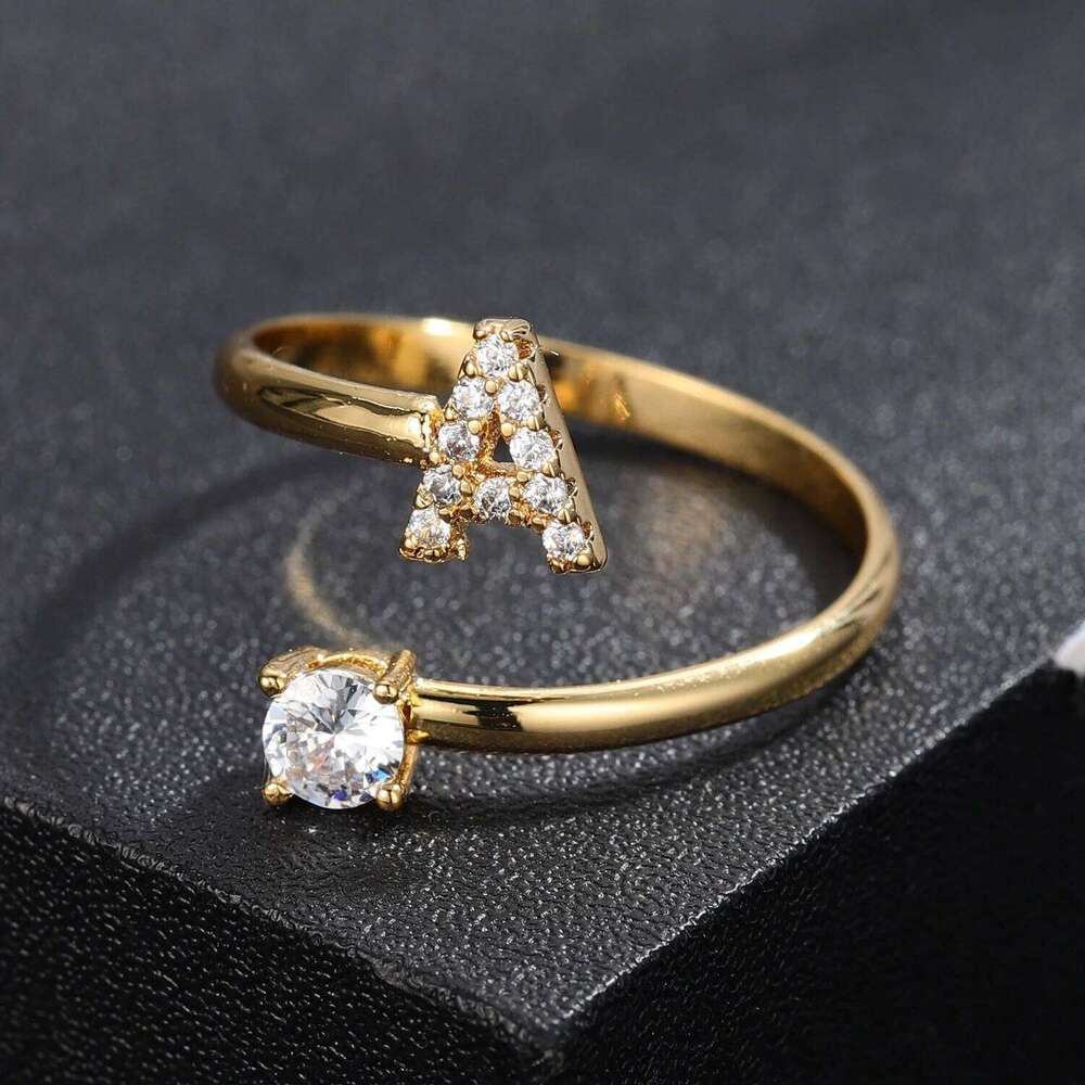 New Design Fashion Pav CZ Adjustable A-Z26 Initial Letter Ring For Women Simple Elegant Jewelry Friendship Party Gift Wholesale H260312
