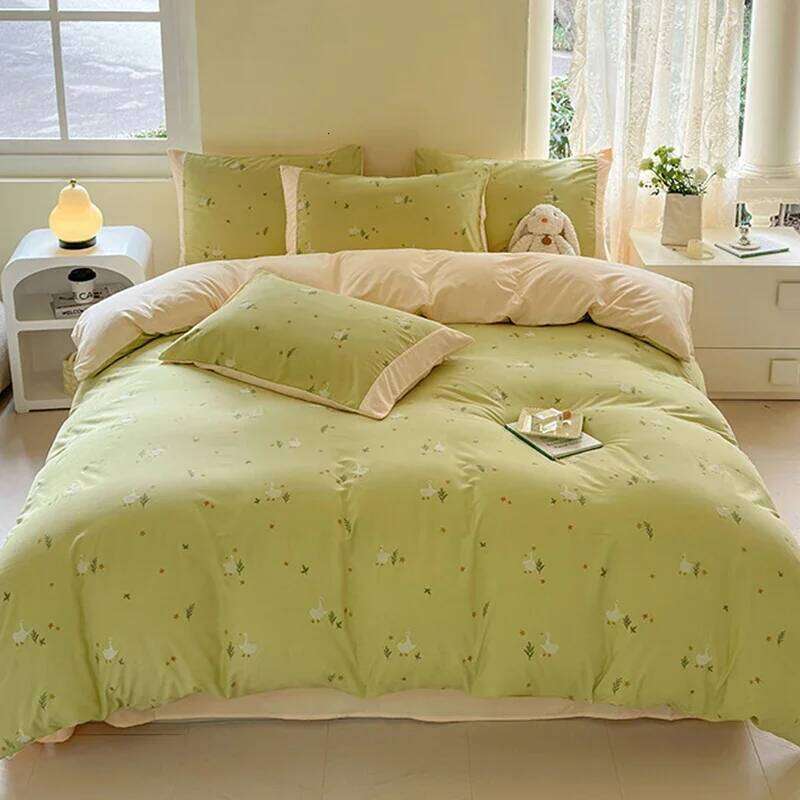 Fashionable Cartoon 3D Printed Soft Four Piece Set Ab Double-Colored Skin-Friendly Sheet Home Bed Linens for Adults H260312
