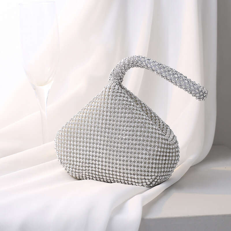 Factory Direct Sale Cross-border Pure Handmade Rhinestone Landmine Evening Handheld Banquet Bag Women's Handbag Small