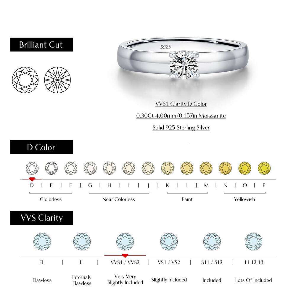 MODIAN D Color Round Moissanite Rings 925 Sterling Silver Fashion Simple Ring For Women Wedding Statement Jewelry Gifts H260312