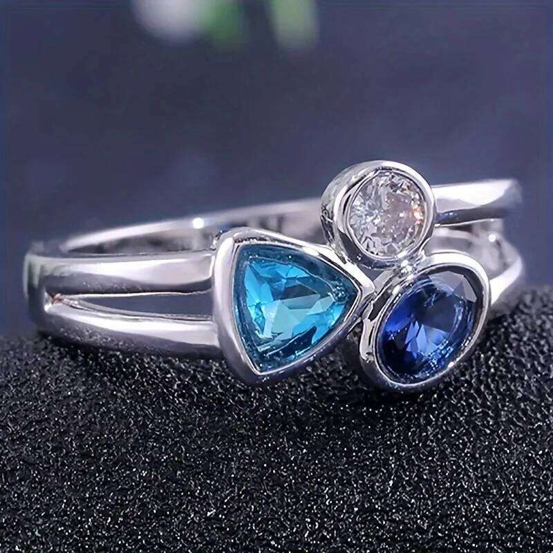 1 Fashionable European And American Irregular three-color Stone Date Ring For Women H260312