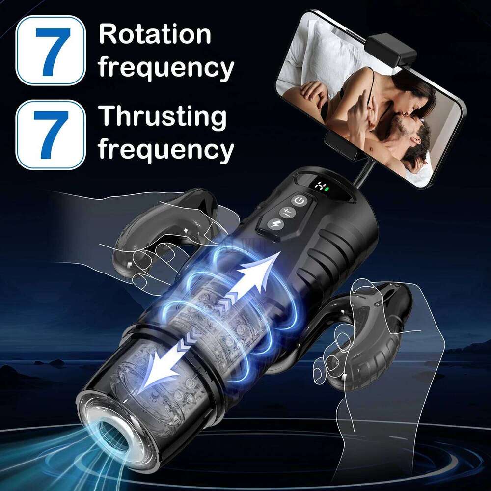 Automatic Telescopic Male Masturbator 7 Thrusting Rotating Modes Pocket Pussy Blowjob Sex Machine Penis Pump Piston Mastubator Z260312