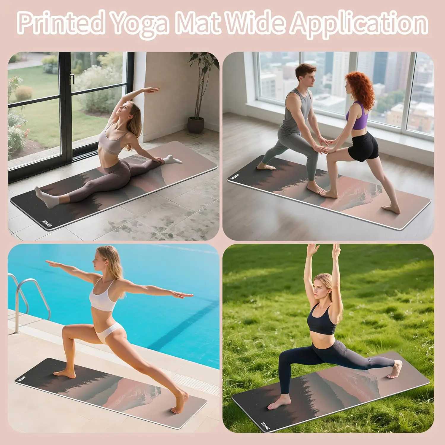 Thick 8mm Eco-Friendly Non-Slip Yoga Mat High Rebound Shock Absorption for Home Workouts Large 72x24 Inches with Strap M260312