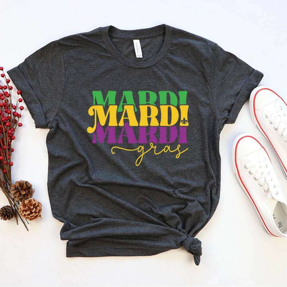 Shirt Mardi Gras Beads Shirts Fat Tuesday Tshirt Women Clothing Unisex Short Sleeves Casual Tops Y2k Clothes Z260312
