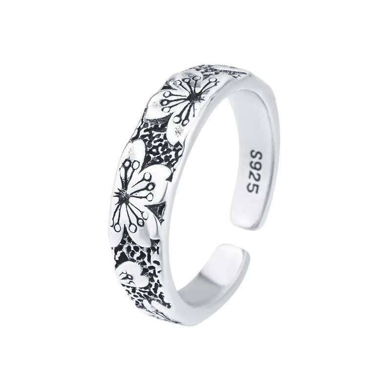 925 Sterling Silver Jewelry Carving Flower Wedding Rings For Women Couple Valentines Gift Prevent Allergy H260312
