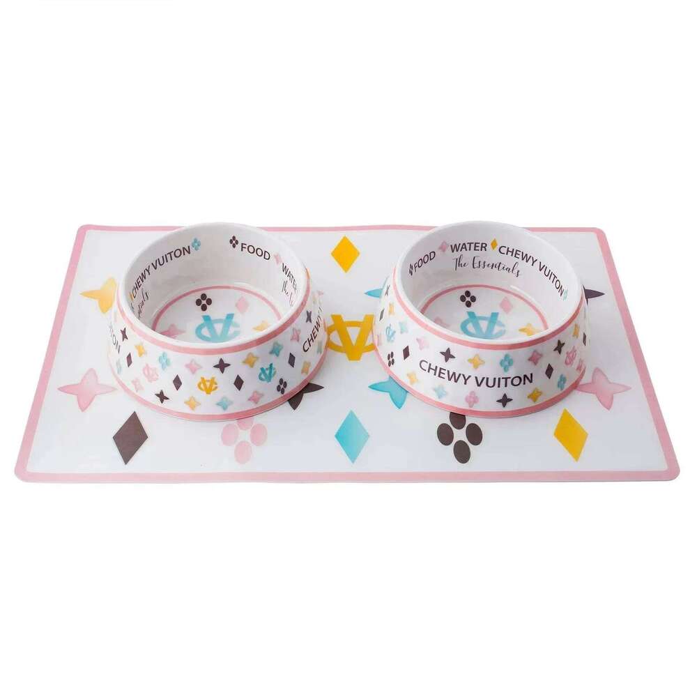 Ceramics Bowls Placemat Puppy Cat Feeder Non-slip Crash Luxury Designer Dog French Bulldog Bowl For Small Dogs 26Y0312