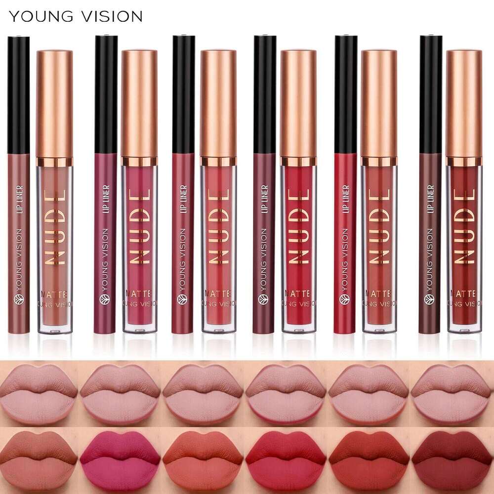 YOUNG VISION Dual Liner Combo Color Showing Waterproof Sweatproof Non-Sticky Cup Lip Gloss Set W260311