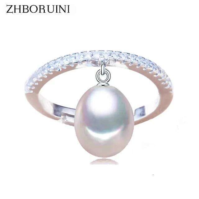 ZHBORUINI 2024 Fine Ring Jewelry For Women Zircon Rings 925 Sterling Silver Drop Shape Natural Freshwater Pearl Gift H260312