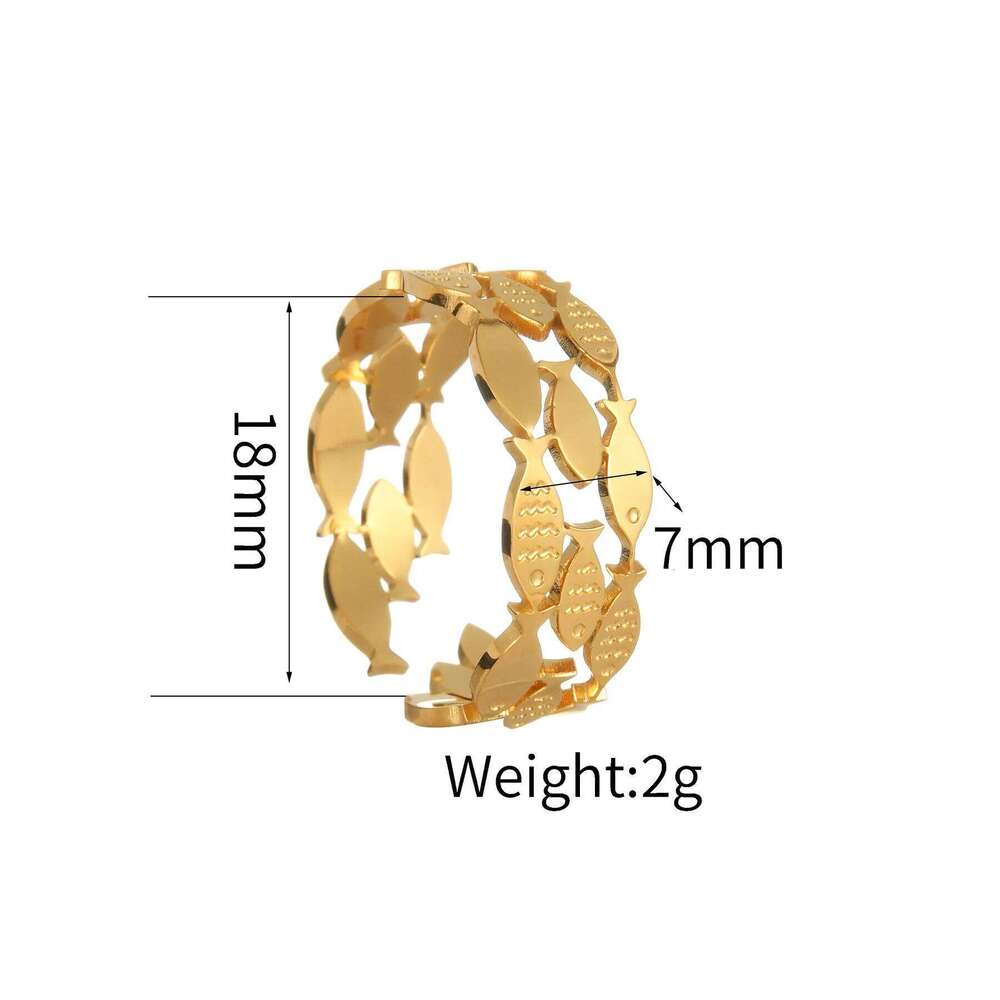 18K Gold Color Stainless Steel Smooth Fish Octopus Ring For Women Trendy Personal Wedding Couple Metal Open Rings Jeweliry Gifts H260312