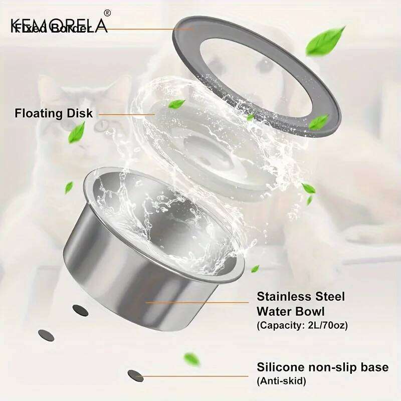Stainless Steel Dog Water Anti-Spill Floating Disk Design Slow Feeder Non-Wet Mouth Pet Drinking Bowl for Dogs 26Y0312