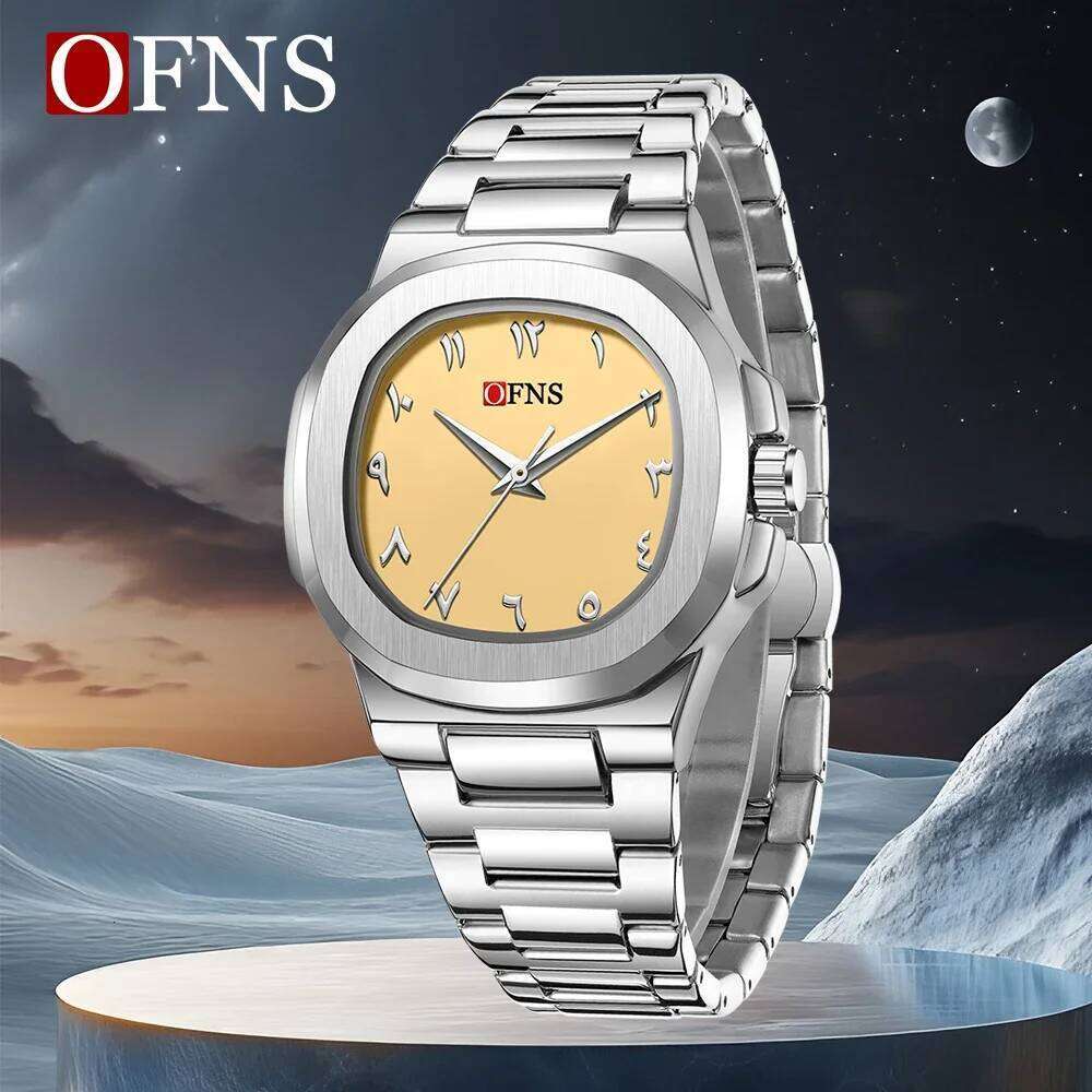 OFNS1583 Business Fashion Men's and Women's Innovative Case Lightweight 80G Dual Dial Design Fashionable Quartz Watch