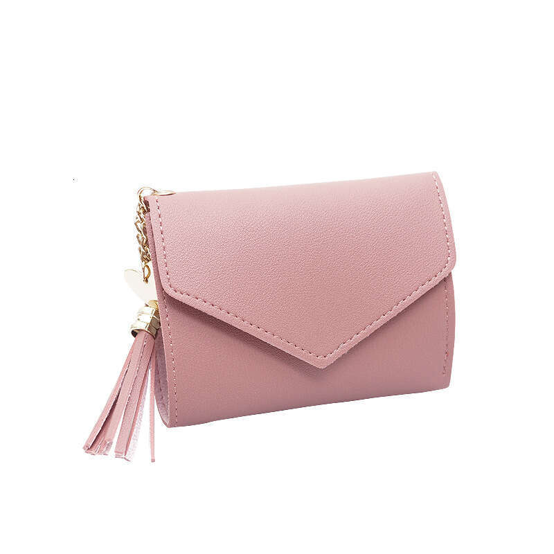 Luxury fashion wallet Wholesale Short For Female Students Korean Version Heart Tassel Coin Purse Mini Fresh Multi Functional Folding Wallet
