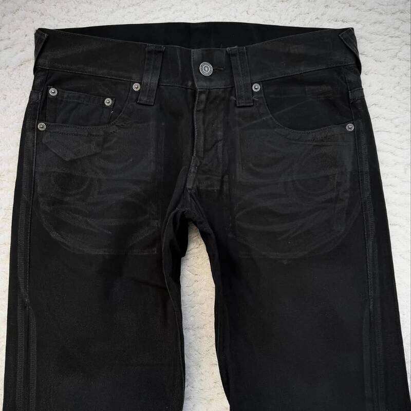 vintage X ray waxing tribal embroidery men's Gothic high street unisex punk slim fit Y2K baggy flared jeans 26Y0312
