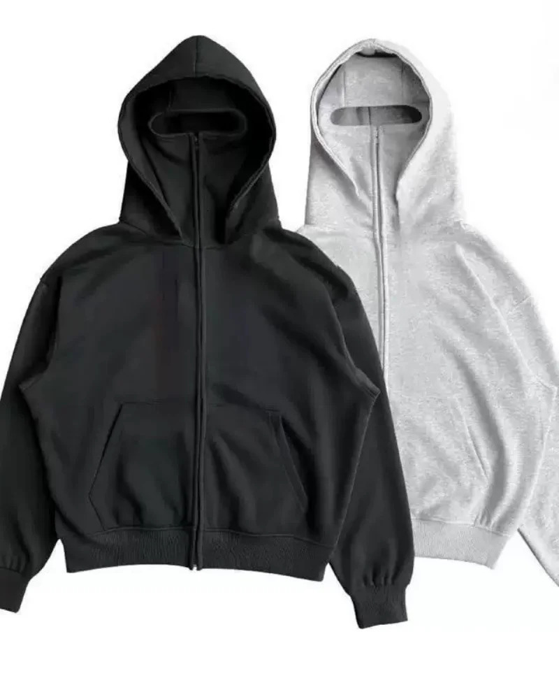 Mens Winter Windproof Double Hat Mask Zipper Hoodie Sports Jacket for Outdoor Activities Hiking Travel Running 260311