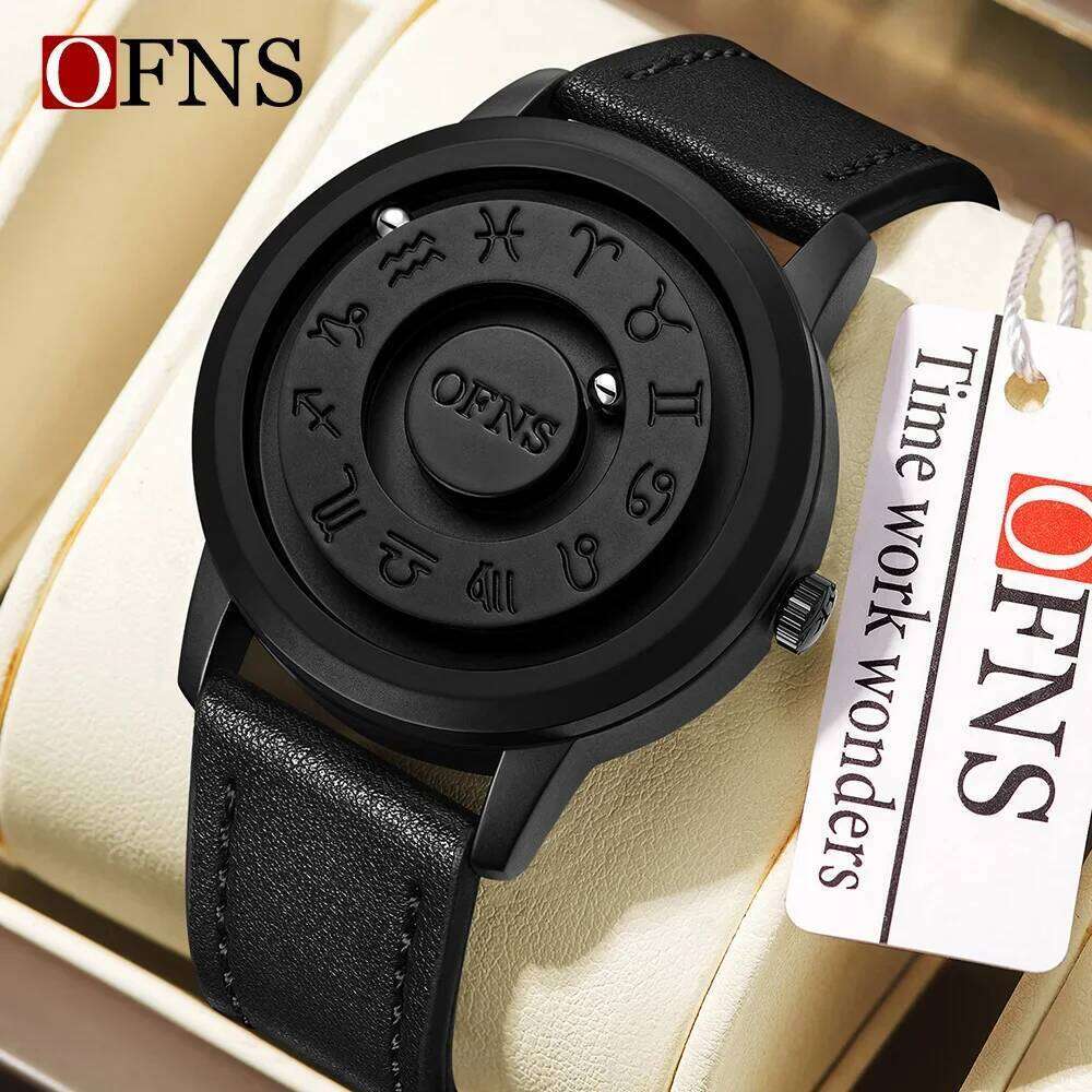 OFNS New 1553 1556 Fashionable Magnetic Ball Waterproof Cool Design Suspended Creation Men's Quartz Watch
