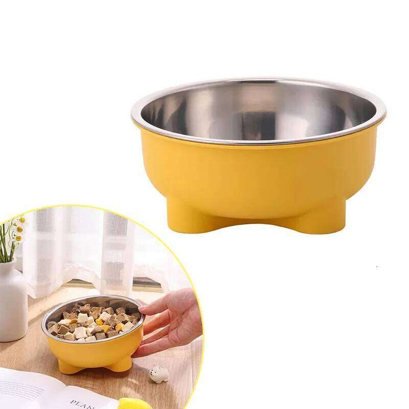 A Stainless Steel Pet Anti Slip Four-Legged Solid Color Dog Cat Bowl Easy To Clean for Indoor and Outdoor Use 26Y0312