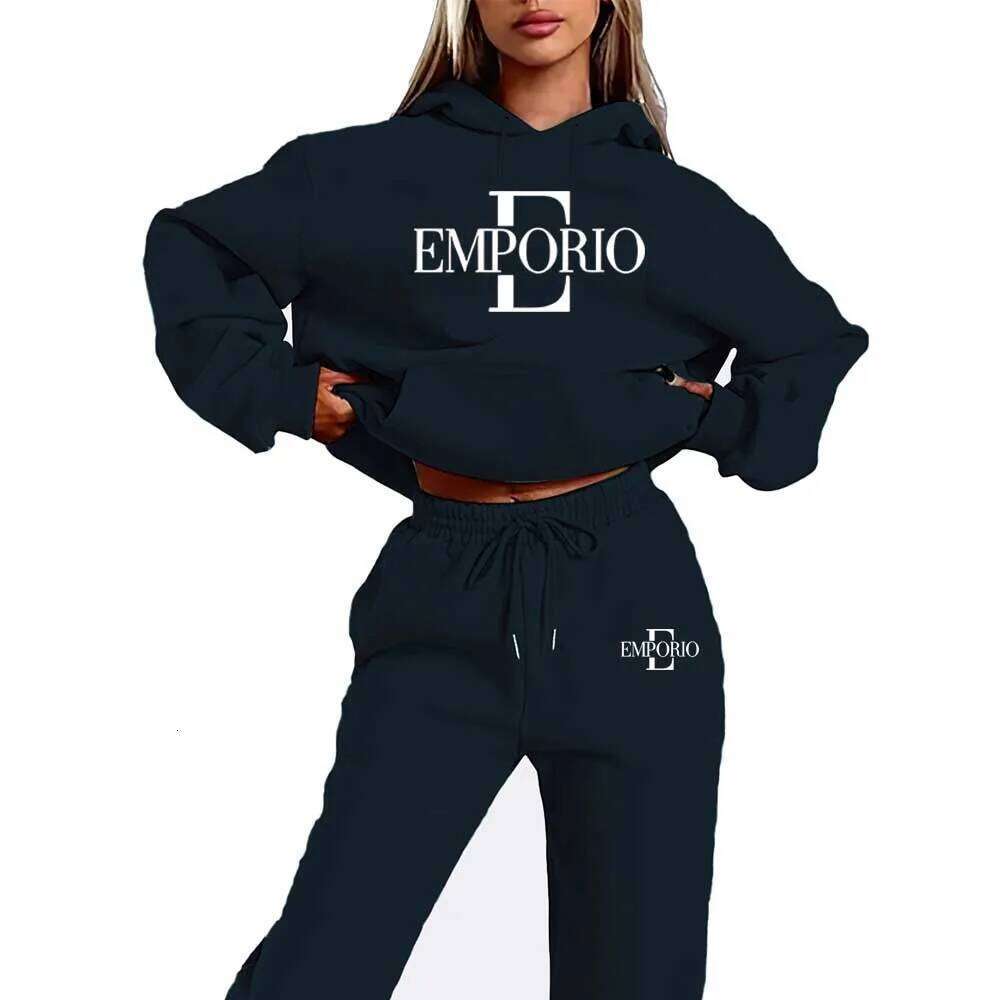 2pcs Women's Hooded Sweatshirt Jogger Set with Graphic Print - Black & White Gradient Colorblock, All-Season Casual Clothing, C260312