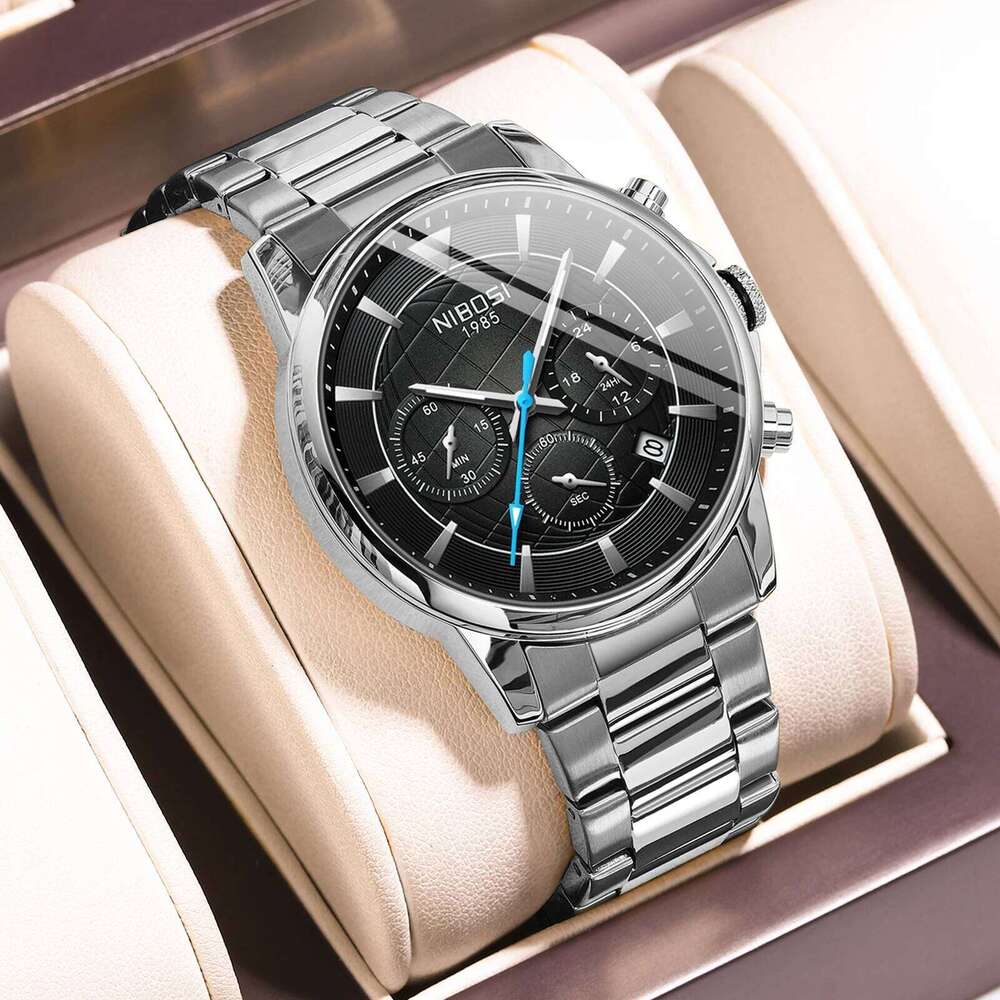 NIBOSI Mens Analog Dainty Business Dress Watches for Men Military Chronograph Watch with Calendar Waterproof Stainless