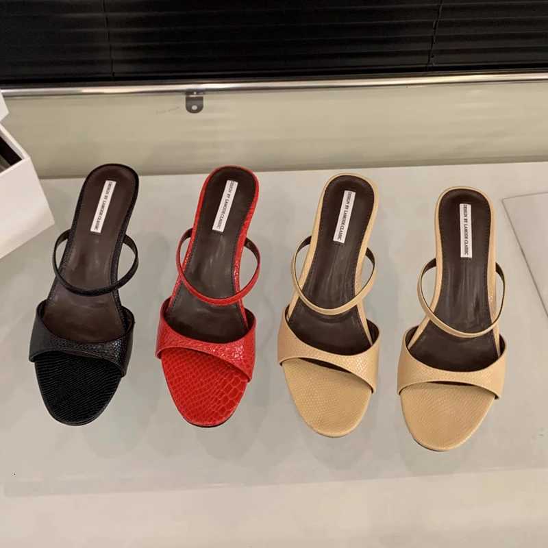 SUOJIALUN 2025 Summer New Women Slipper Fashion Shallow Slip On Open Toe Ladies Slides Thin Low Heel Dress Pumps Shoes K260312