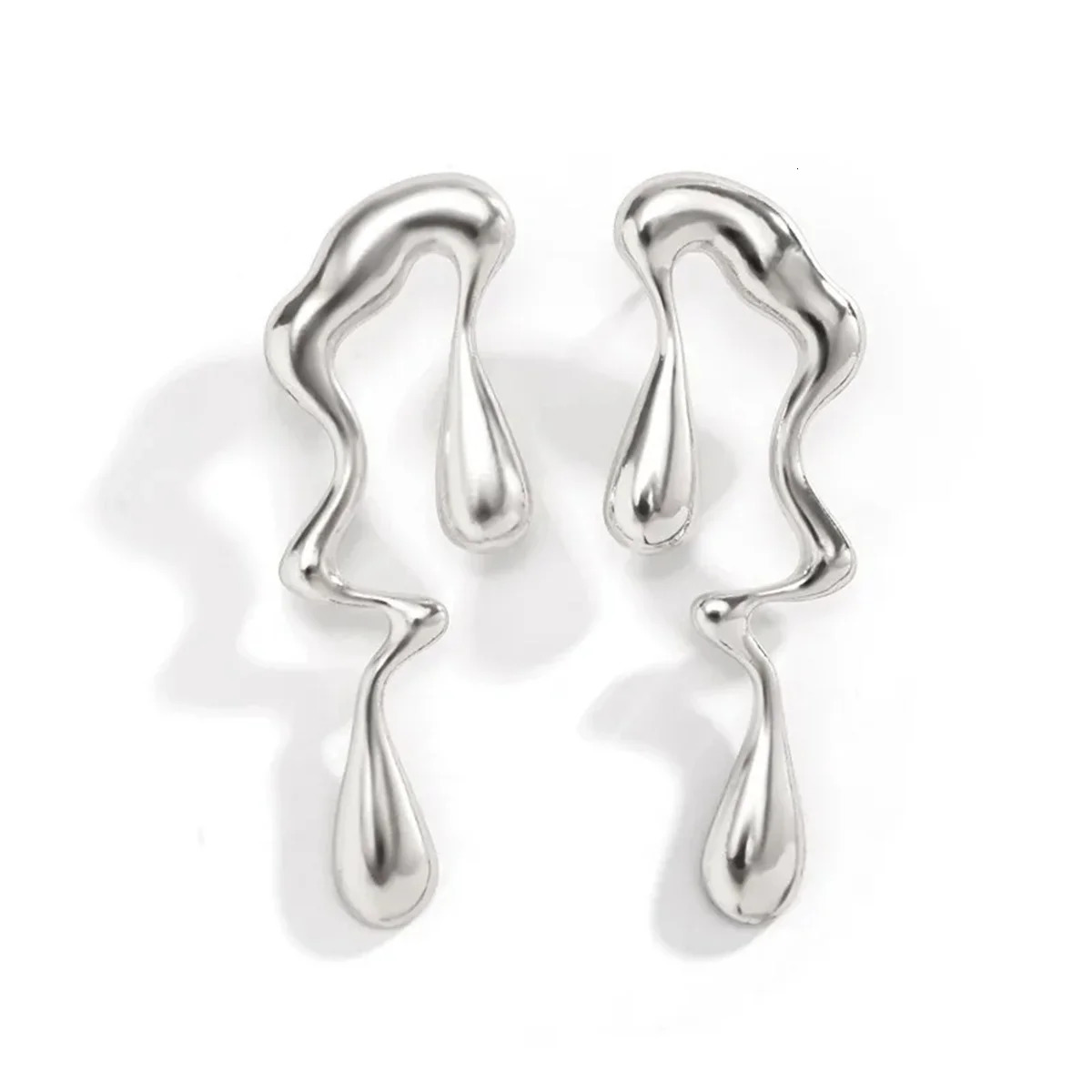 2pcs Irregular Vintage Stainless Steel Water Drops Ear Studs 260309