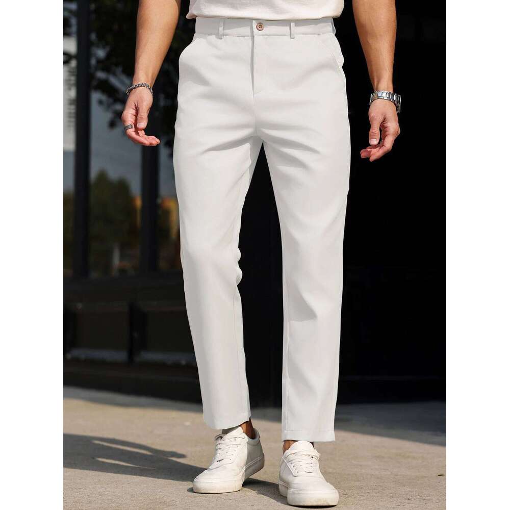 Men's multi-color solid color retro comfortable casual trousers slim fit pants