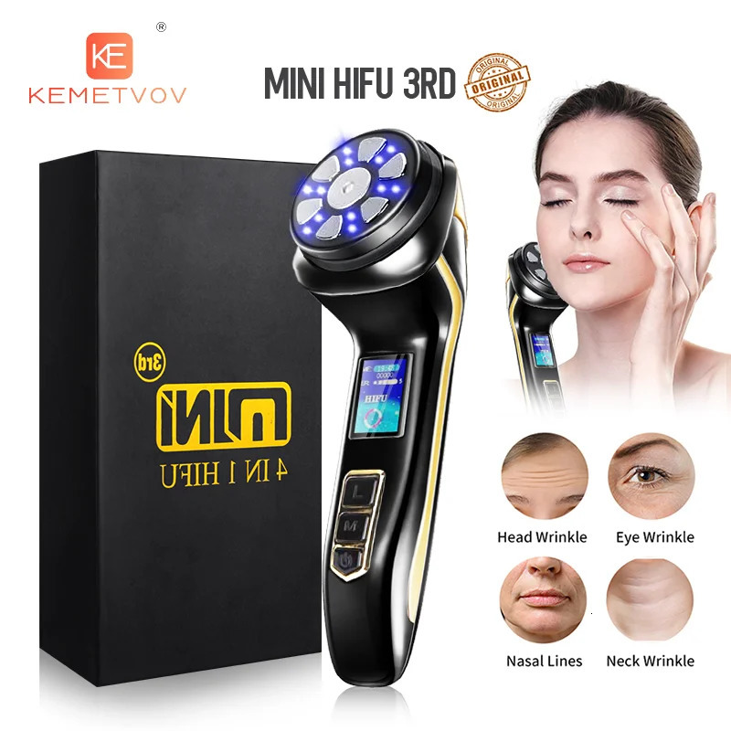 Mini HIFU 4-in-1 Ultrasonic Ems Micro Current Face Lift Rejuvenating Resistant Massager 260307