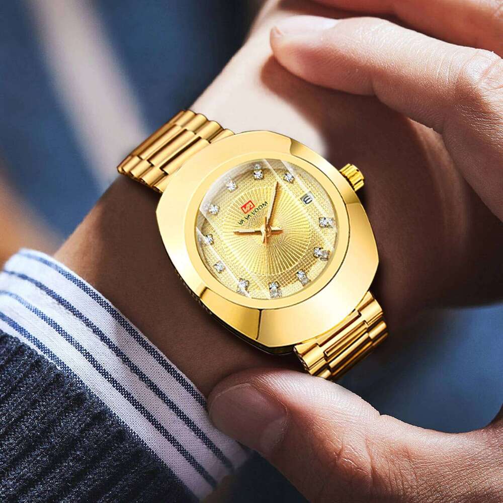 Top Fashion Stainless Steel Business Luxury Quartz Movement 40mm Elliptical Black Clock VA VOOM Brand Watch for Men