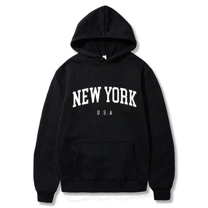 Men Women New York USA City Hoodies Fashion Letter Printed Graphic Sweatshirts Loose Casual Harajuku Hooded Pullover Sportwear M260312