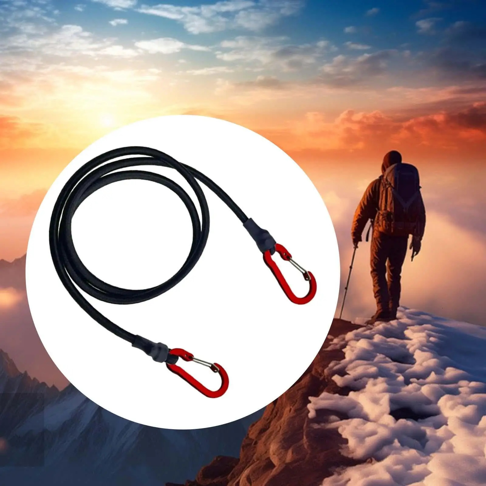 Heavy Duty Bungee Cord Elastic Tie Strap String Carabiner Hooks Kayak Cycling Luggage Packing Ropes Camping Accessories 260228