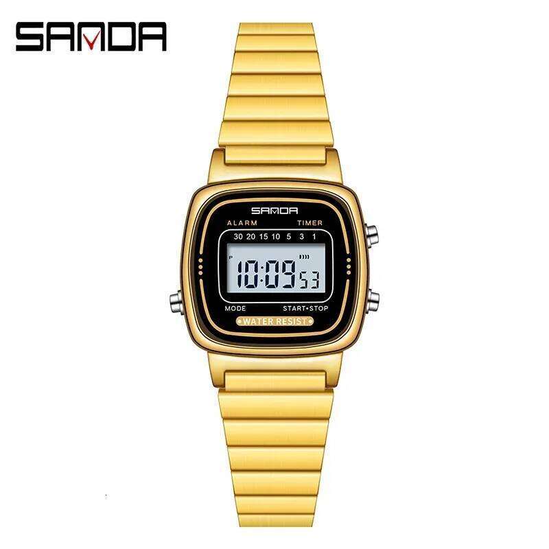SANDA 6053 Luxury Digital Watch for Women Elegant Waterproof Sports LED Display Womens Wristwatches Clock Relojes Para Mujer