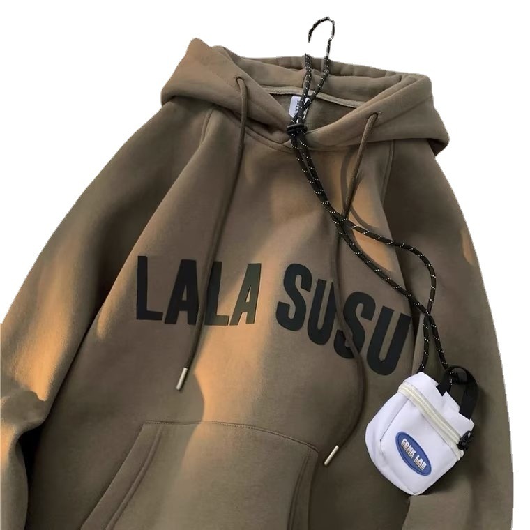 Heavyweight Sweatshirt For Men Winter Retro Fleece Lined Thickened Hooded Jacket Autumn Winter Designer Hoodie Ins Trendy Brand Top