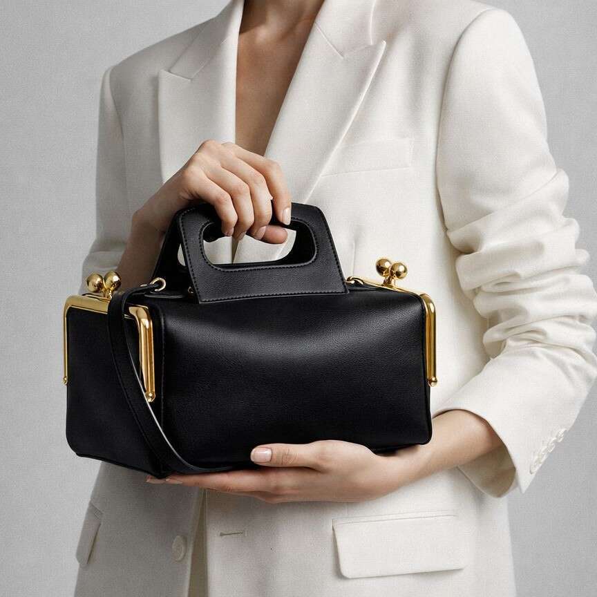 Women 2026 Design Black Leather Shoulder Fashionable Zipper Crossbody Bag Light Luxury Vintage Clip Handbag For Women