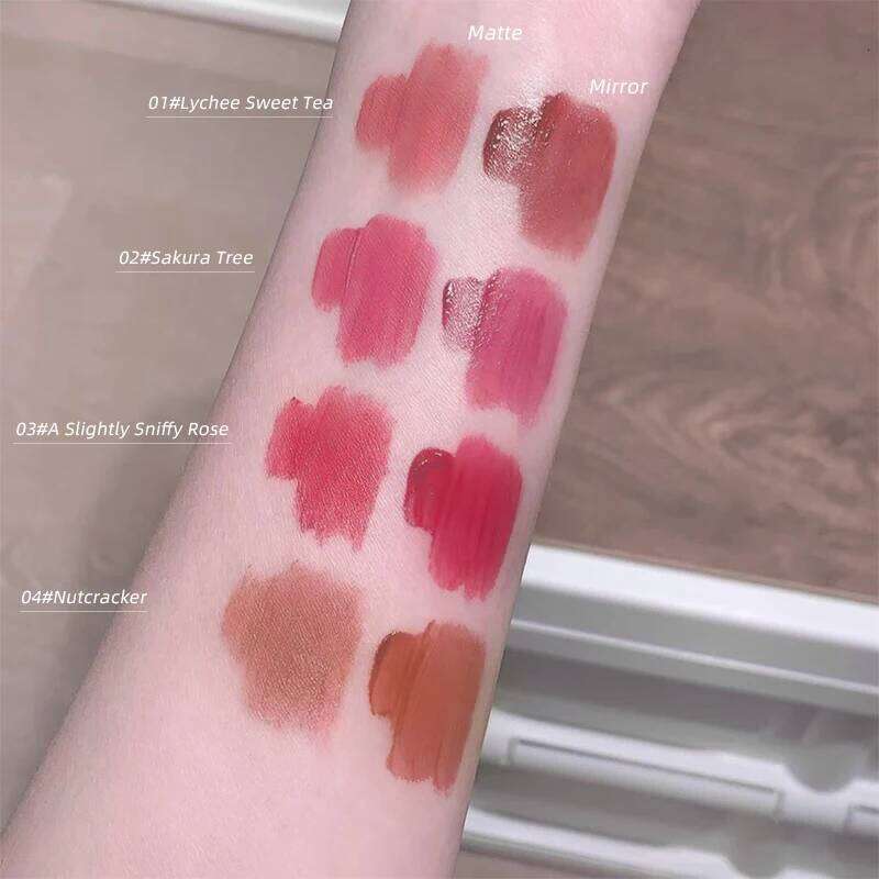GEGE BEAR Heart-beating Water Gloss Velvet Combination Two-pack Mirror Matte Headphone Shaped Pendant Lip Glaze W260311