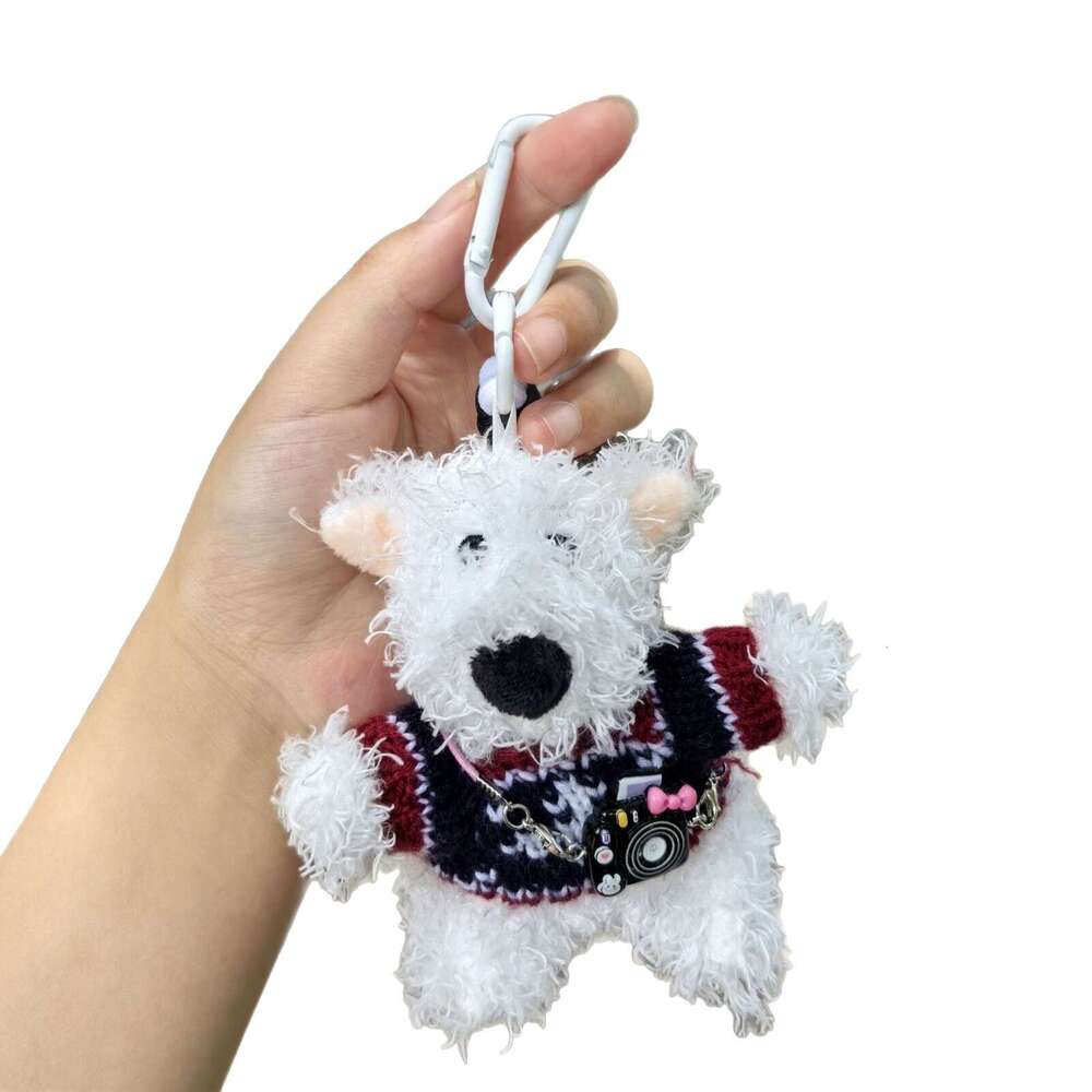 Pilot cartoon West Highland dog bag pendant keychain girlfriend gift plush car decoration trendy toy