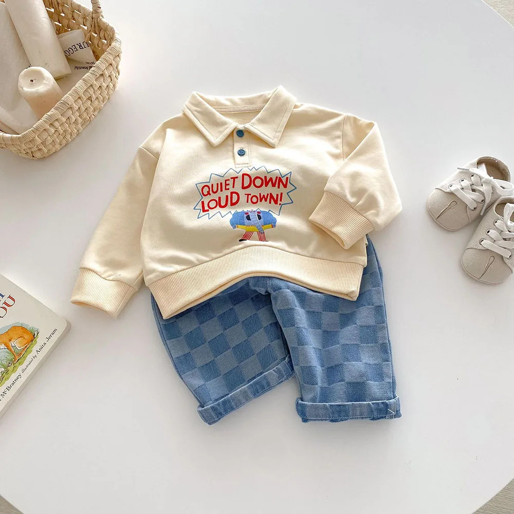 Autumn Kids Jeans 15T Girls Cute Lattice Color Block Trousers Children Thin Style Casual pants 260311