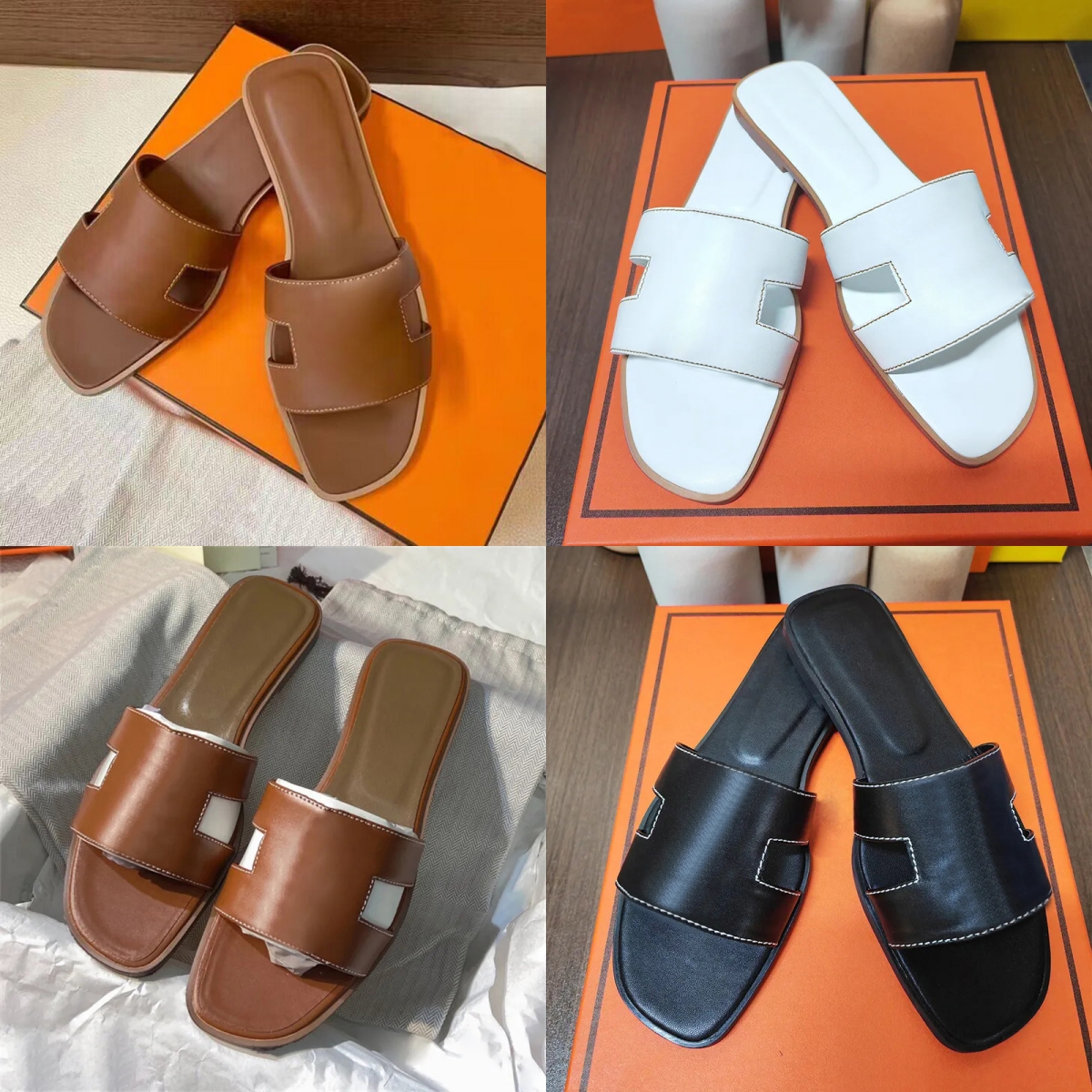 Sandal Beach slippers Classic Flat heel Summer Lazy Designer fashion Cartoon Big Head flops leather lady Slides women shoes Hotel Bath Ladies Slippersa